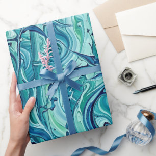 Abstrakte Bambus-Ozean-Schmelzblaue Geschenkpapier