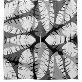 ABSTRAKTE BANANEN BLÄTTER SCHWARZ UND WEISS DUSCHVORHANG
