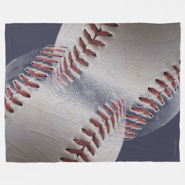 Abstrakte Baseball (blauer Hintergrund) Fleecedecke (Vorderseite (Horizontal))