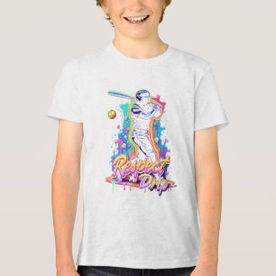 Abstrakte Baseball-Schlagmann-Silhouette Respekt Tri-Blend Shirt