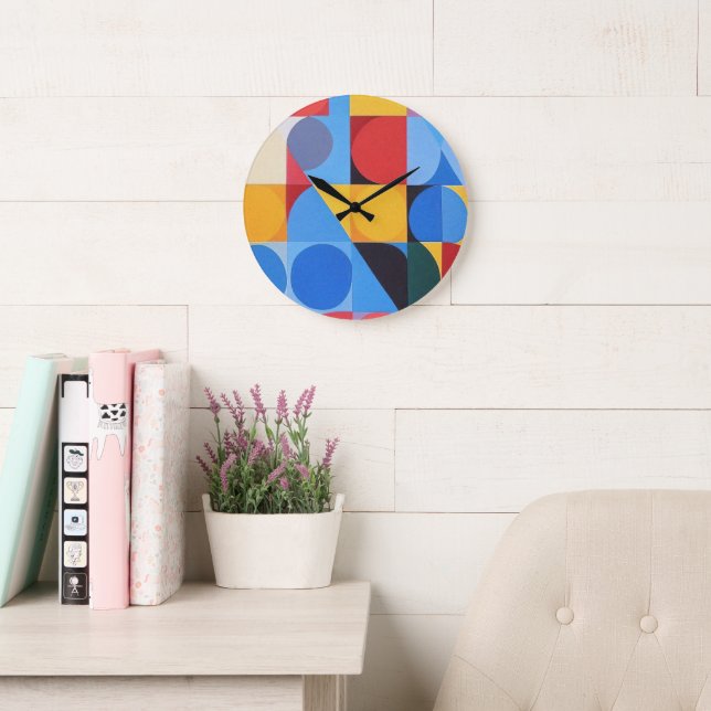 Abstrakte Bauhaus Geometrie Große Wanduhr (Lesesaal)