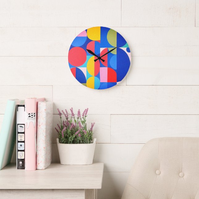 Abstrakte Bauhaus Geometrie Große Wanduhr (Lesesaal)