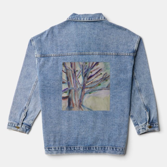 Abstrakte Bäume Jeansjacke (Rückseite)