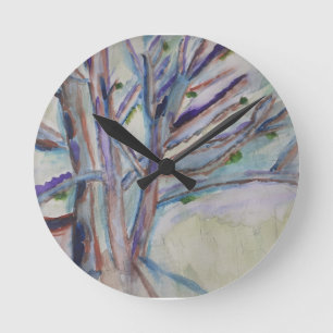 Abstrakte Bäume Runde Wanduhr