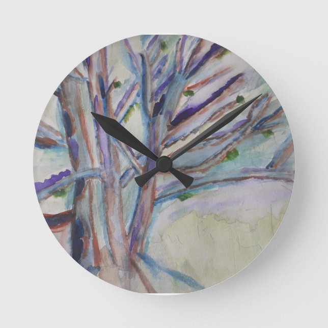 Abstrakte Bäume Runde Wanduhr (Vorderseite)