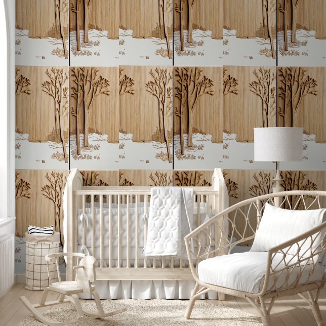 abstrakte Bäume und Holzkunst Tapete (Kinder)