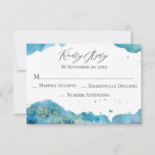 *~* Abstrakte Beach Glitzer Wave Wedding RSVP Antw Karte