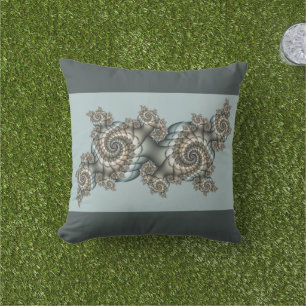Abstrakte Beige Hellblaue Fraktal-Kunst-Spiralen Kissen