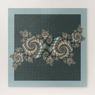 Abstrakte Beige Hellblaue Fraktal-Kunstspiralen Puzzle