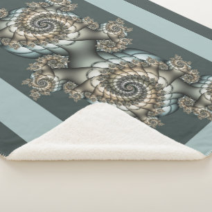 Abstrakte Beige Hellblaue Fraktal-Kunstspiralen Sherpadecke