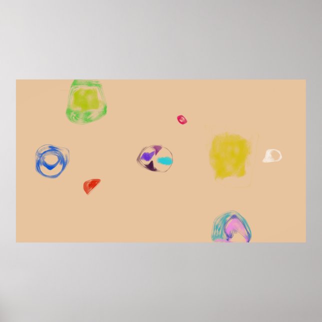 Abstrakte beige Objekte einfache Zeichnung Poster (Vorne)