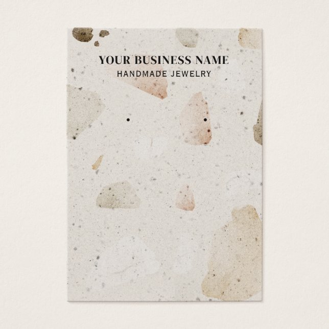 Abstrakte beige Terrazzo Ohrring-Grafikkarten (Vorderseite)