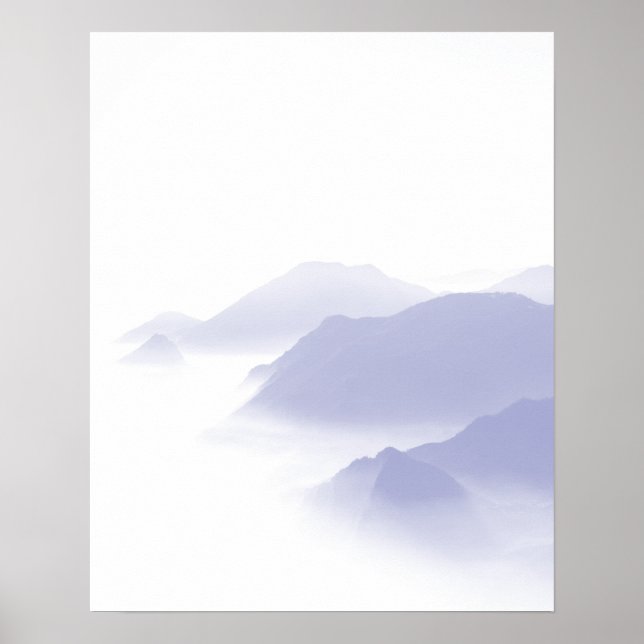 Abstrakte Berge Landschaft Art Periwinkle Weiß Poster (Vorne)