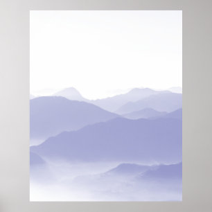 Abstrakte Berge Landschaft Blau Weiß Poster