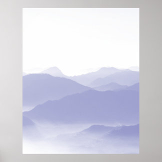 Abstrakte Berge Landschaft Blau Weiß Poster