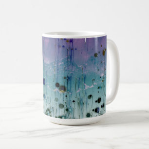 Abstrakte Berge & Punkte Aqua Lila & Schwarz Kaffeetasse