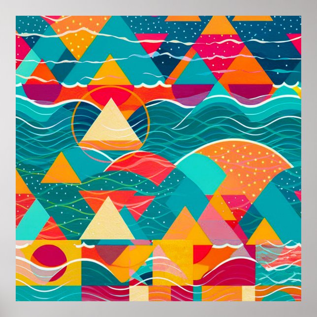 Abstrakte Berge und Fluss Poster (Vorne)