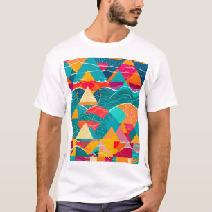Abstrakte Berge und Fluss T-Shirt