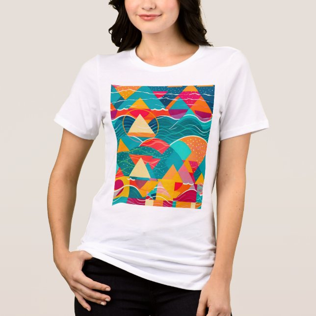 Abstrakte Berge und Fluss Tri-Blend Shirt (Vorderseite)