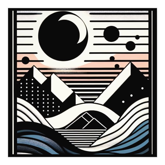 Abstrakte Berglandschaft bei Nacht Fotodruck (Vorne)