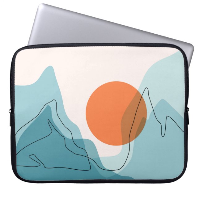 Abstrakte Berglandschaft, flache Landschaft ba Laptopschutzhülle (Vorderseite)