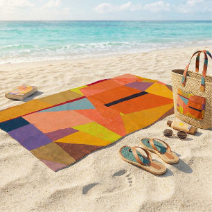 Abstrakte Berglandschaft Warm Geometrisch Vintage Strandtuch