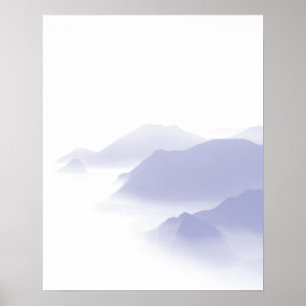 Abstrakte Berglandschaftskunst Periwinkle Weiß Poster