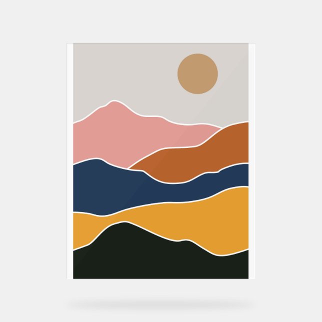 Abstrakte Bergmalerei Acrylschild (Vorderseite)