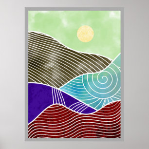 Abstrakte Bergmalerei Poster