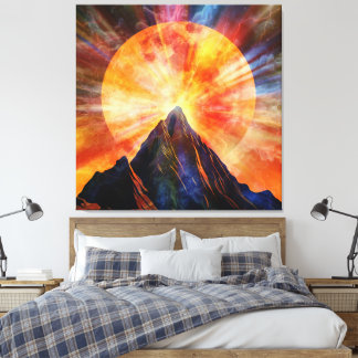 Abstrakte Bergmondschein-Kunst Leinwanddruck