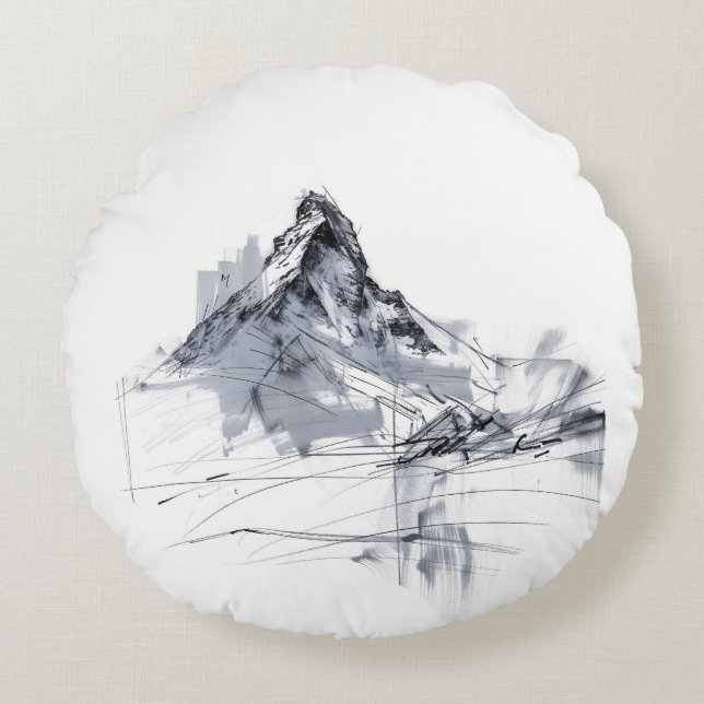 Abstrakte Bergspitze Rundes Kissen (Vorderseite)