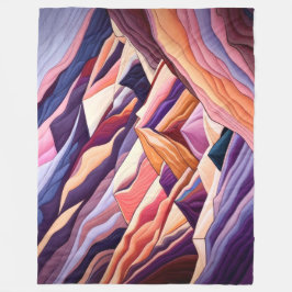 Abstrakte Bergszene Lila Peach Burgundy Fleecedecke