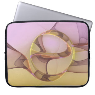 Abstrakte Bewegungen Moderne Pinke Goldene Fraktal Laptopschutzhülle