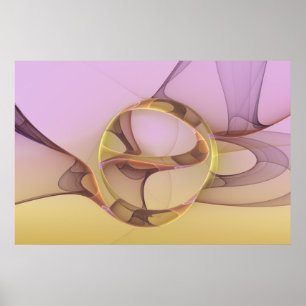 Abstrakte Bewegungen Moderne Rosa Goldene Fraktal Poster