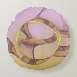 Abstrakte Bewegungen Moderne Rosa Goldene Fraktal Rundes Kissen