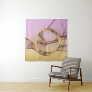 Abstrakte Bewegungen Moderne Rosa Goldene Fraktal- Wandteppich