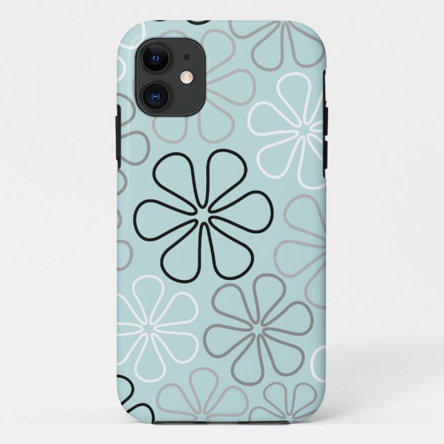 Abstrakte Big Blume Konturen BWG+Duck Egg Blue Case-Mate iPhone Hülle (Rückseite)