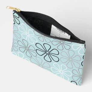 Abstrakte Big Blume Konturen BWG+Duck Egg Blue Zubehörtasche