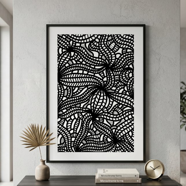 Abstrakte Bio Hand Doodle Schwarz und Weiß Poster (Von Creator hochgeladen)