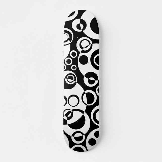 Abstrakte Blasen 01 - B/W - Retro Skateboard (Vorne)