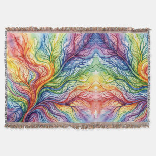 Abstrakte Blattader-Regenbogen-Wasserfarben-Decken Decke