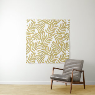 Abstrakte Blätter des Gold Glitzer Wandteppich