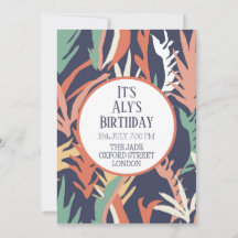 Abstrakte Blätter Einladung zum Geburtstag