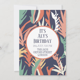 Abstrakte Blätter Einladung zum Geburtstag