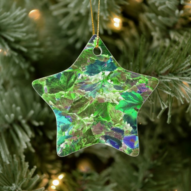 Abstrakte Blätter Foliage Green Keramikornament (Baum)