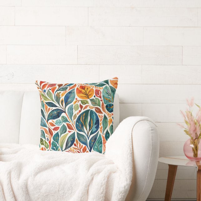 Abstrakte Blätter in brillanter Farbe Kissen (Liege)