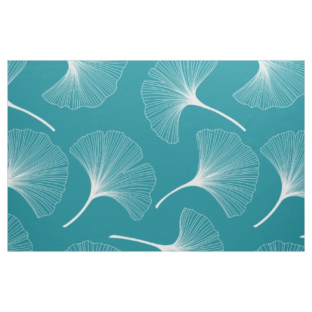 Abstrakte Blätter in Weiß und Türkis Stoff (Fat Quarter (45,7 x 55,9 cm))