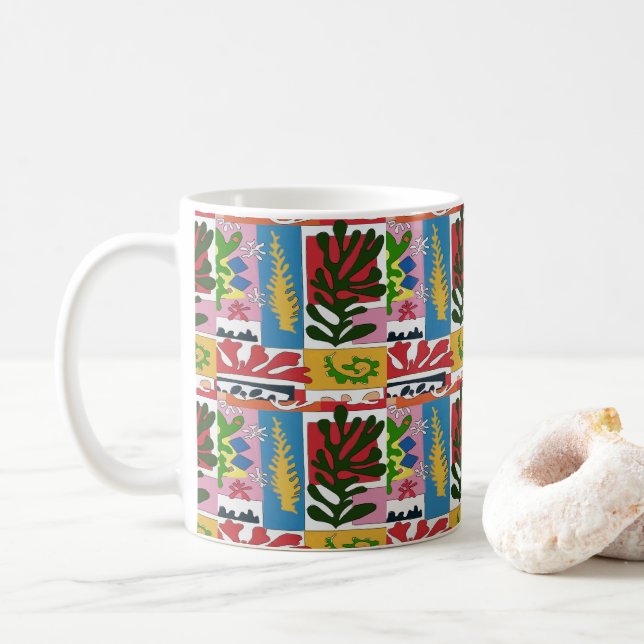 Abstrakte Blätter, MAtisse Style Kaffeetasse (Mit Donut)