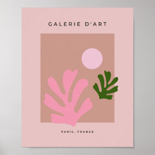 Abstrakte Blätter Minimalistischer Rosa Ausschnitt Poster