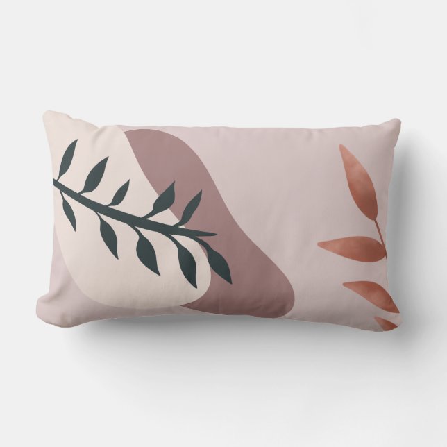 abstrakte Blätter mit weichem rosa Hintergrund Lendenkissen (Vorderseite)